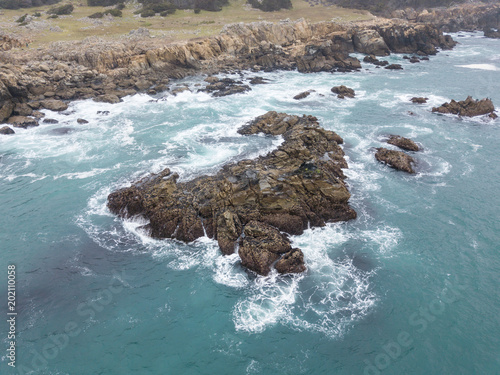 Aerial View of Rocky Coast of Northern California Wilderness