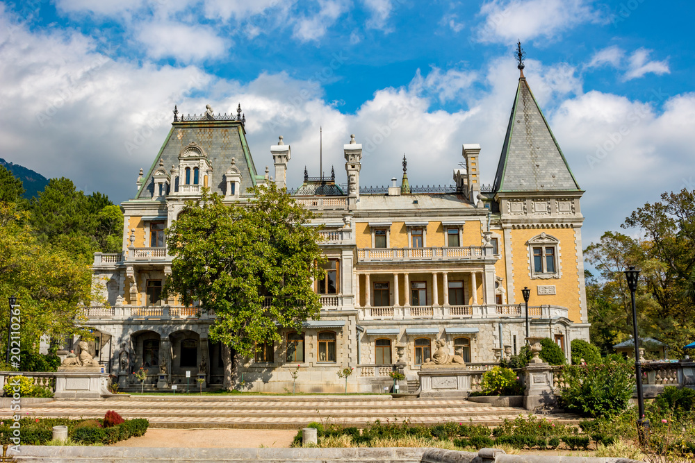 MASSANDRA, CRIMEA - OCT. 2014: Massandra Palace and Park Complex (Massandrovskiy). Residence of Emperor Alexander III in Massandra, south coast of Crimea