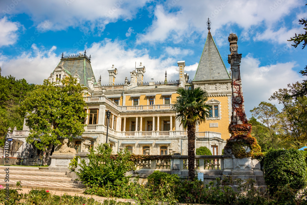 MASSANDRA, CRIMEA - OCT. 2014: Massandra Palace and Park Complex (Massandrovskiy). Residence of Emperor Alexander III in Massandra, south coast of Crimea