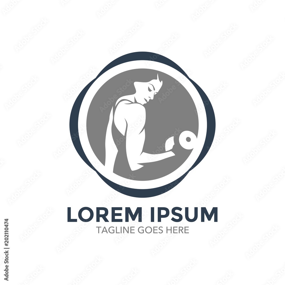 Fototapeta premium fitness logo. gymnastic. icon. vector illustration. minimalist