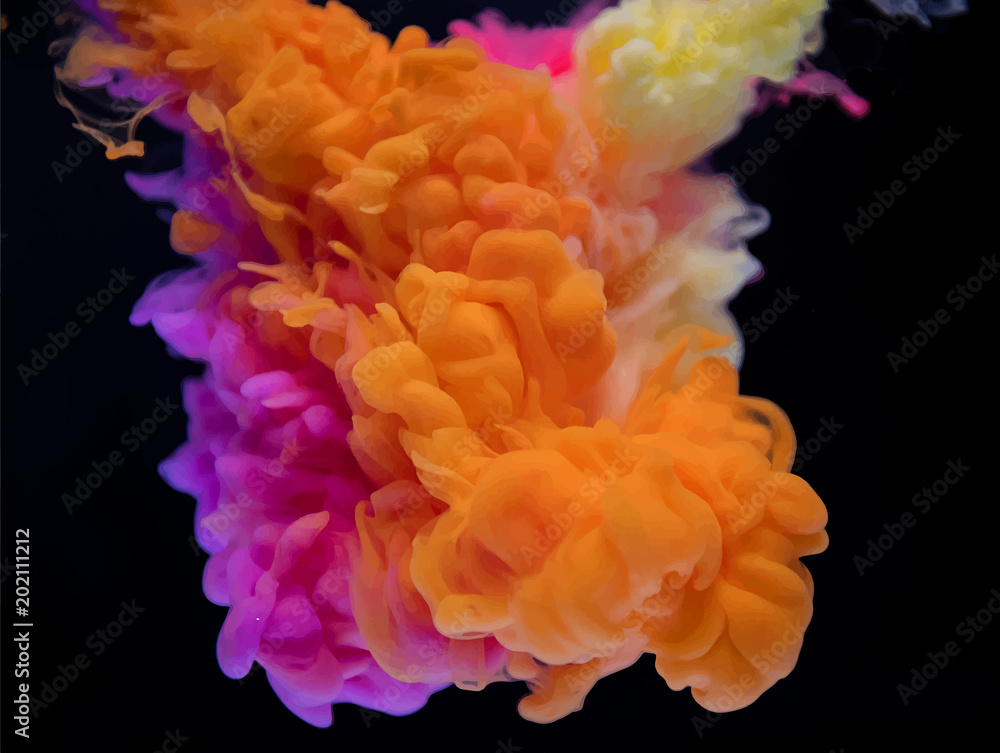 Abstract cloud of colorful paint in water