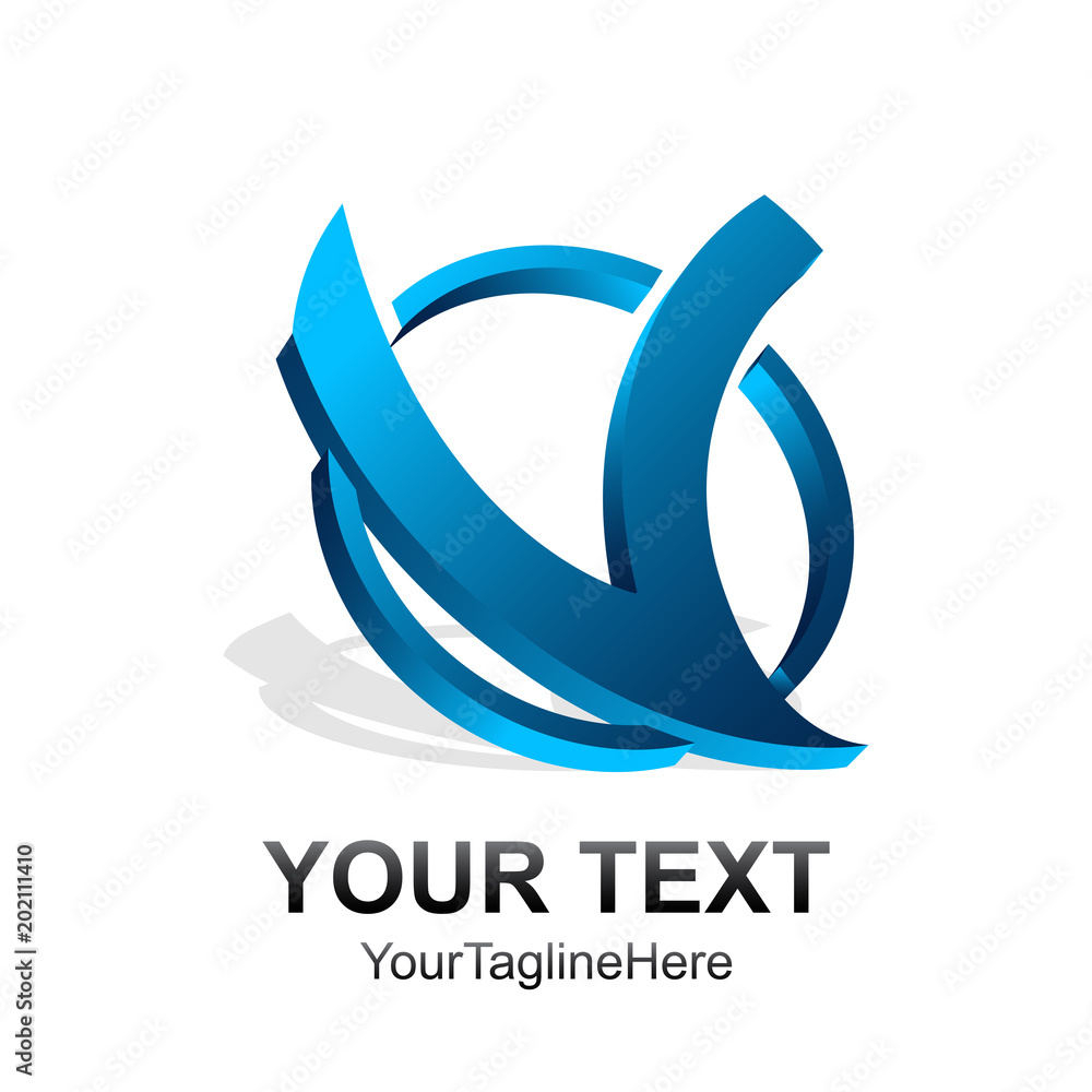 Initial letter V logo template colored blue circle 3d design for business and company identity Initial letter V logo template colored blue circle 3d design for business and company identity