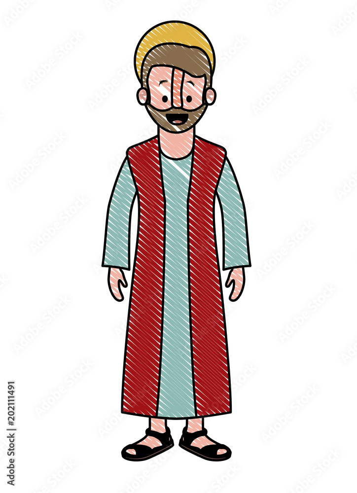 apostle of Jesus with halo character vector illustration design