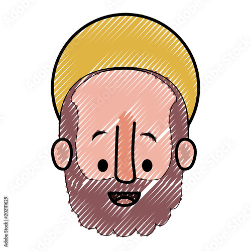 apostle of Jesus head with halo character vector illustration design