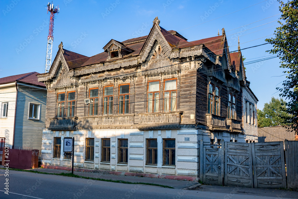 BOROVSK, RUSSIA - SEP. 2017: House Shokinyh. Urban streets and houses, historical buildings of Borovsk
