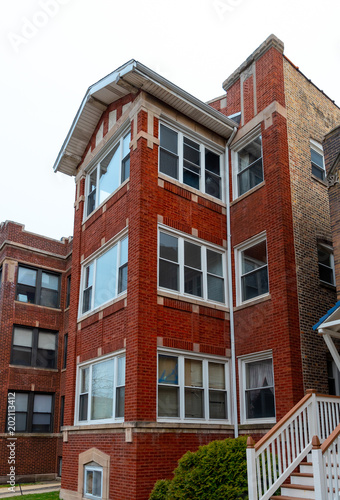 Big brick building on a Chicago city street photo