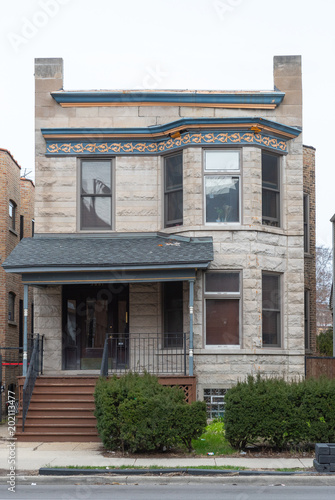 Big brick building on a Chicago city street photo