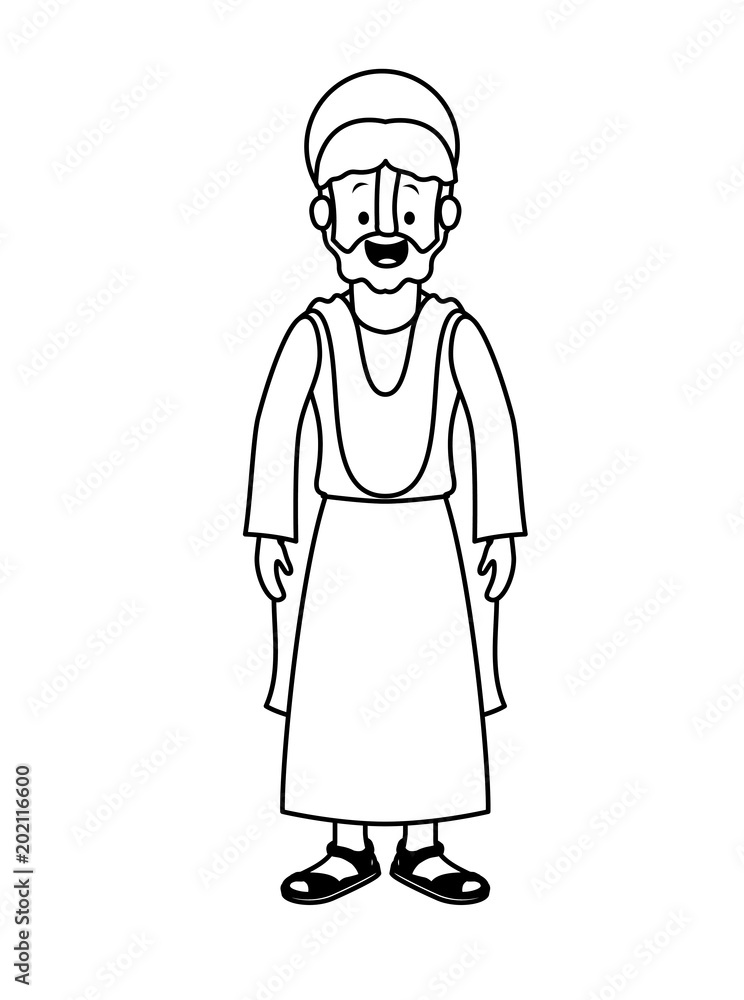 apostle of Jesus with halo character vector illustration design