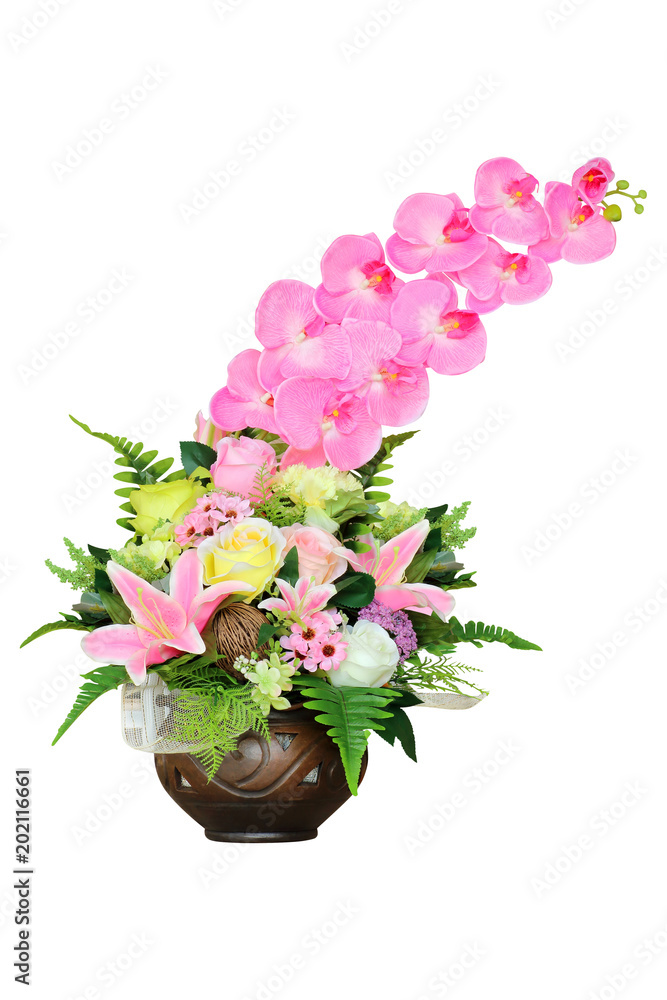 artificial orchid flower isolated on white background artificial orchid flower isolated on white background