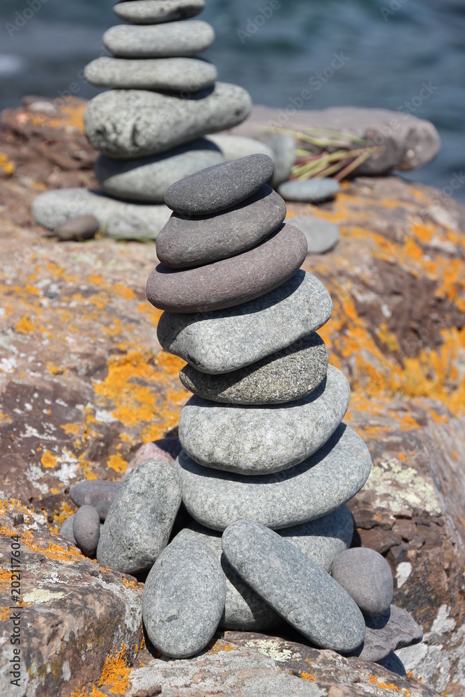 Stacked Stones Balancing By the Shore Stacked Stones Balancing By the Shore