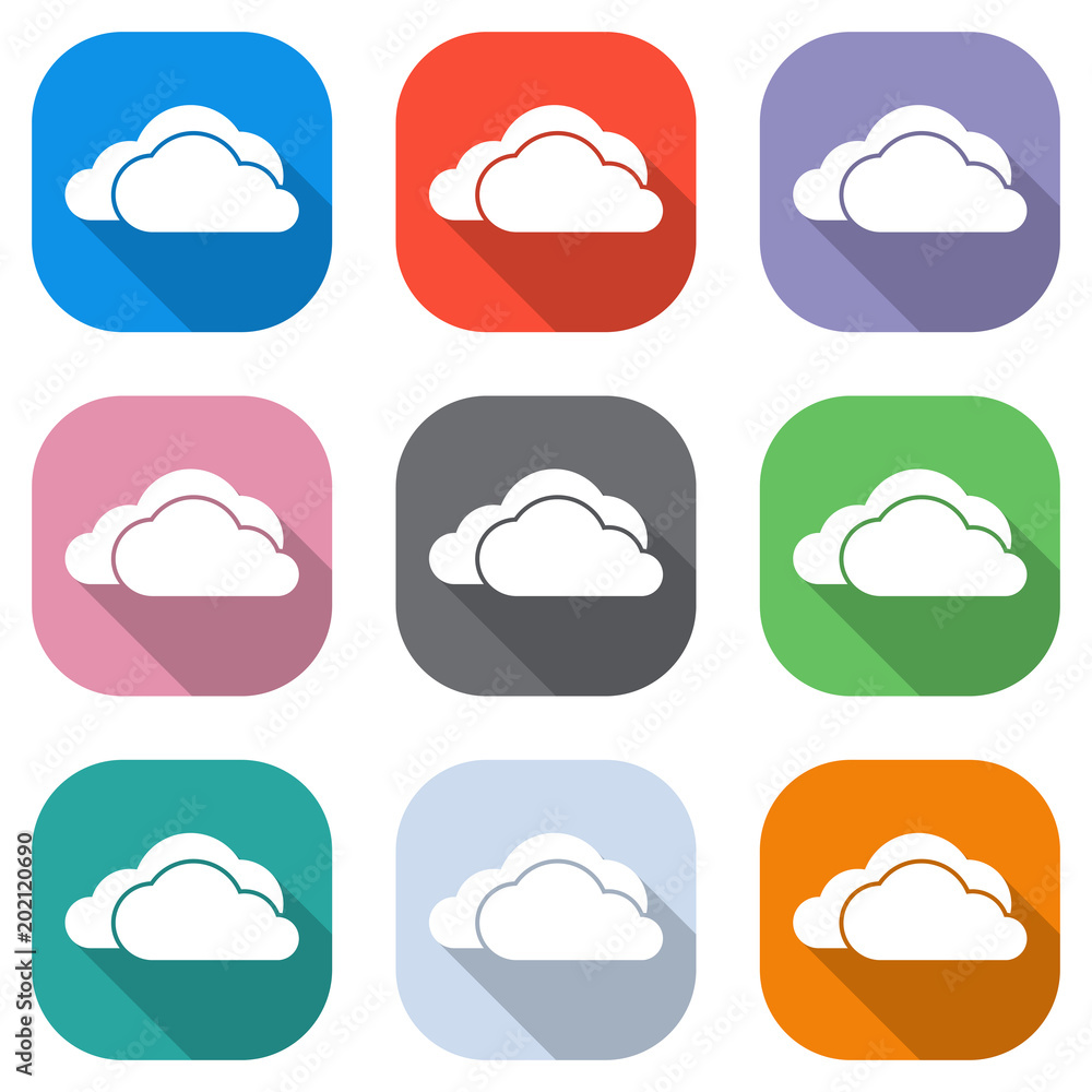 cloudy weather icon. Set of white icons on colored squares for applications. Seamless and pattern for poster cloudy weather icon. Set of white icons on colored squares for applications. Seamless and pattern for poster