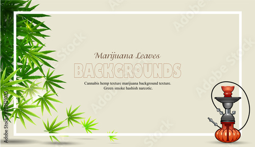  hookah and marijuana green leaf.