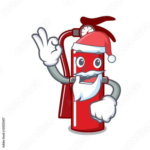 Santa fire extinguisher mascot cartoon