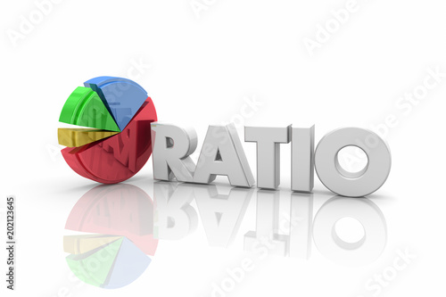 Ratio Percentage Share Pie Chart Portions Word 3d Illustration photo