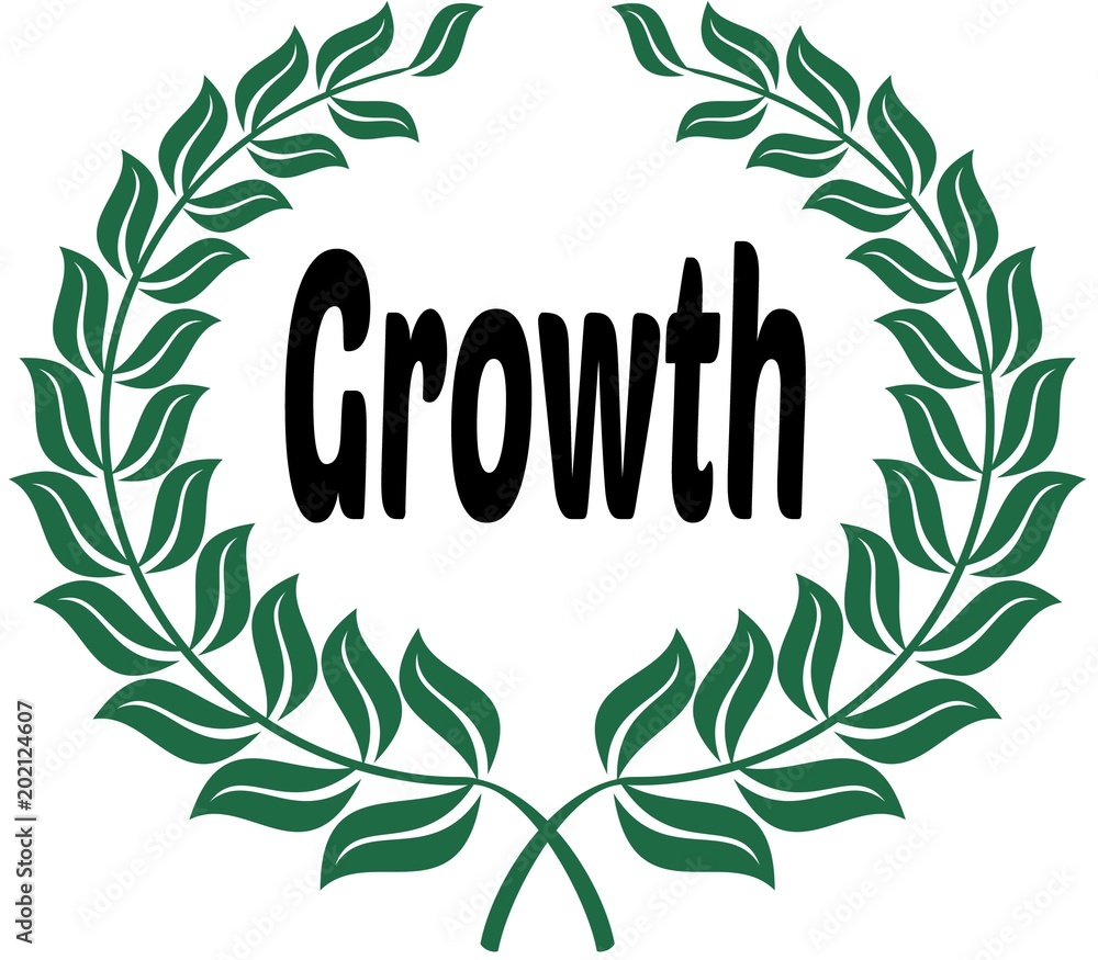 GROWTH on green laurels sticker label. GROWTH on green laurels sticker label.