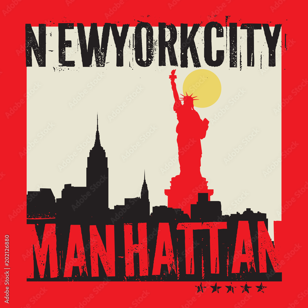 Fototapeta Manhattan, Nowy Jork miasto, sylwetki ilustracja