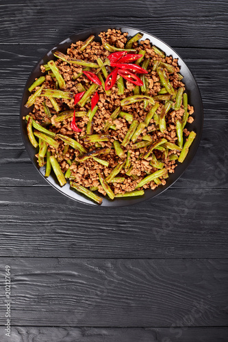 Szechuan Pork Stir Fry with charred Green Beans
