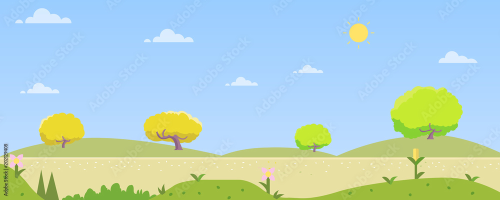 Beautiful nature landscape with hill and sky background.Spring season with nature.