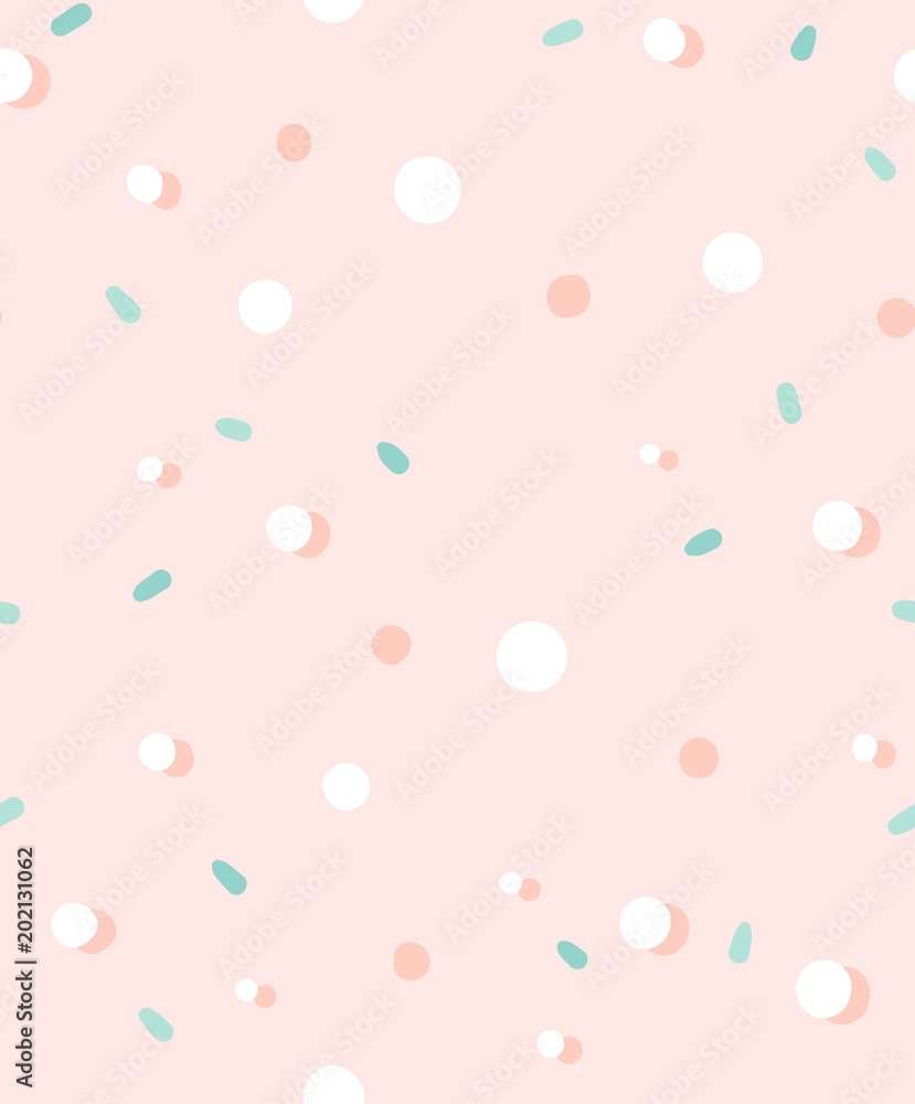 Hand drawn vector abstract graphic simple confetti seamless pattern in pastel colors isolated on pink background Hand drawn vector abstract graphic simple confetti seamless pattern in pastel colors isolated on pink background