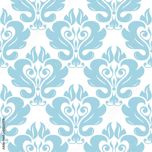 Light blue and white floral seamless pattern