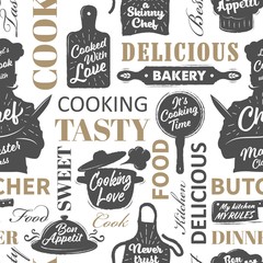 Gordijnen Keuken patronen Seamless cooking pattern  © DGIM studio