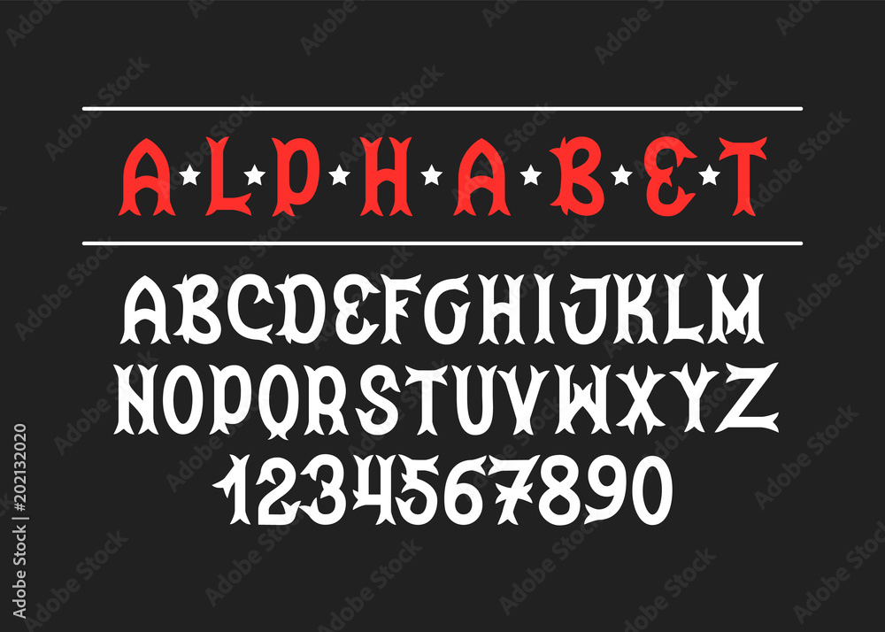 Obraz premium Hand Drawn alphabet. Modern vector font. Creative typeface.