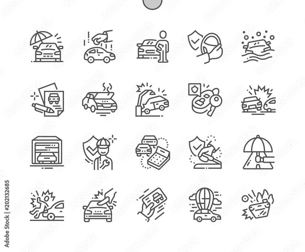 Fototapeta premium Car Insurance Well-crafted Pixel Perfect Vector Thin Line Icons 30 2x Grid for Web Graphics and Apps. Simple Minimal Pictogram