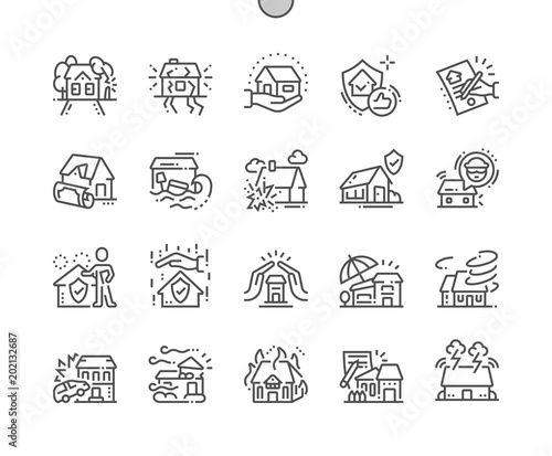 Home Insurance Well-crafted Pixel Perfect Vector Thin Line Icons 30 2x Grid for Web Graphics and Apps. Simple Minimal Pictogram