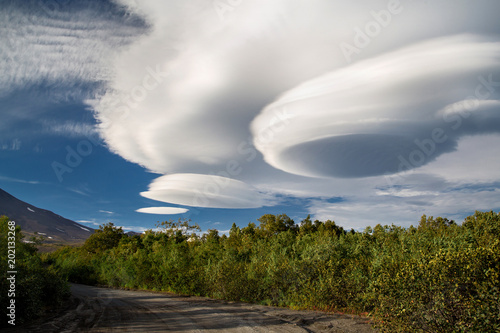 Lenticular clouds, Kamchatka.