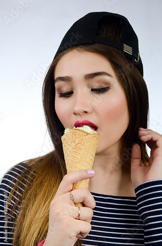 beautiful girl with ice cream