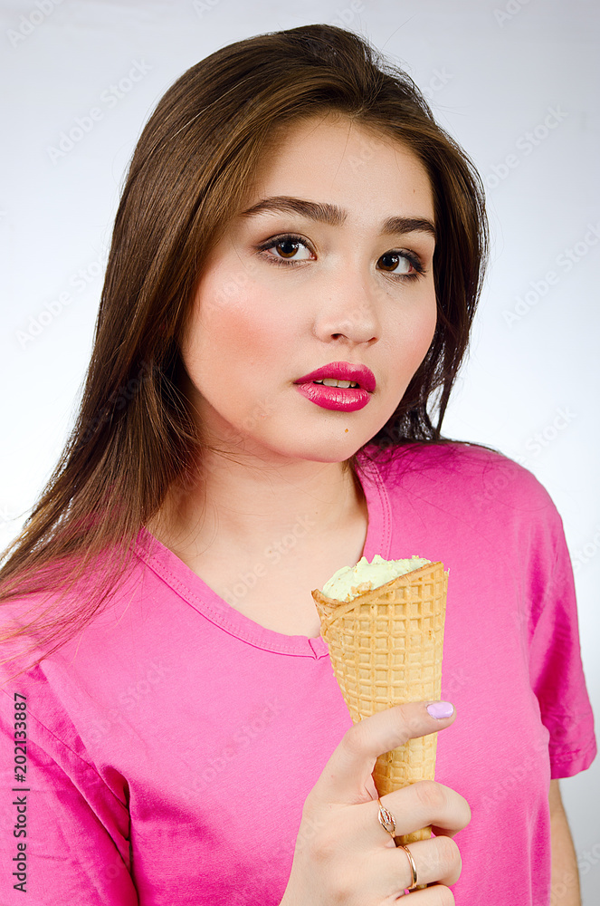 beautiful girl with ice cream