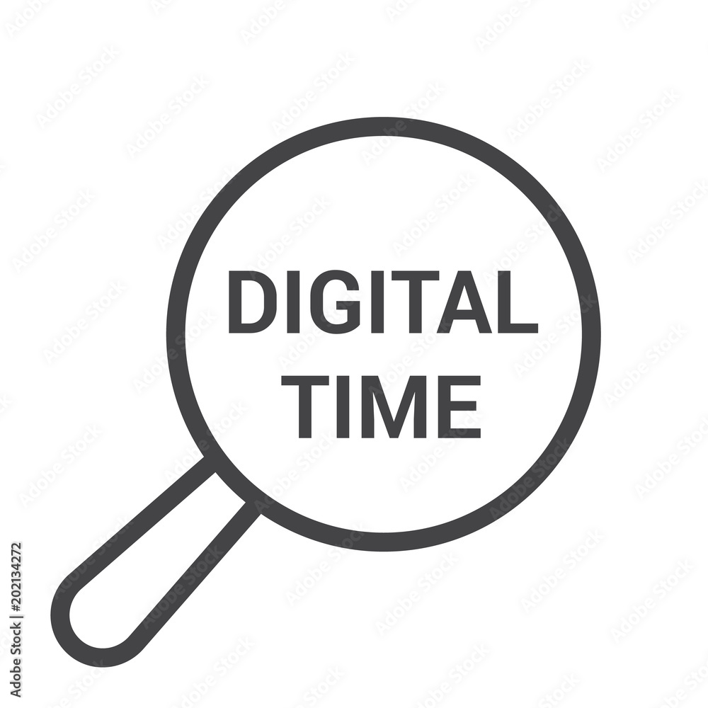 Timeline Concept: Magnifying Optical Glass With Words Digital Time Timeline Concept: Magnifying Optical Glass With Words Digital Time