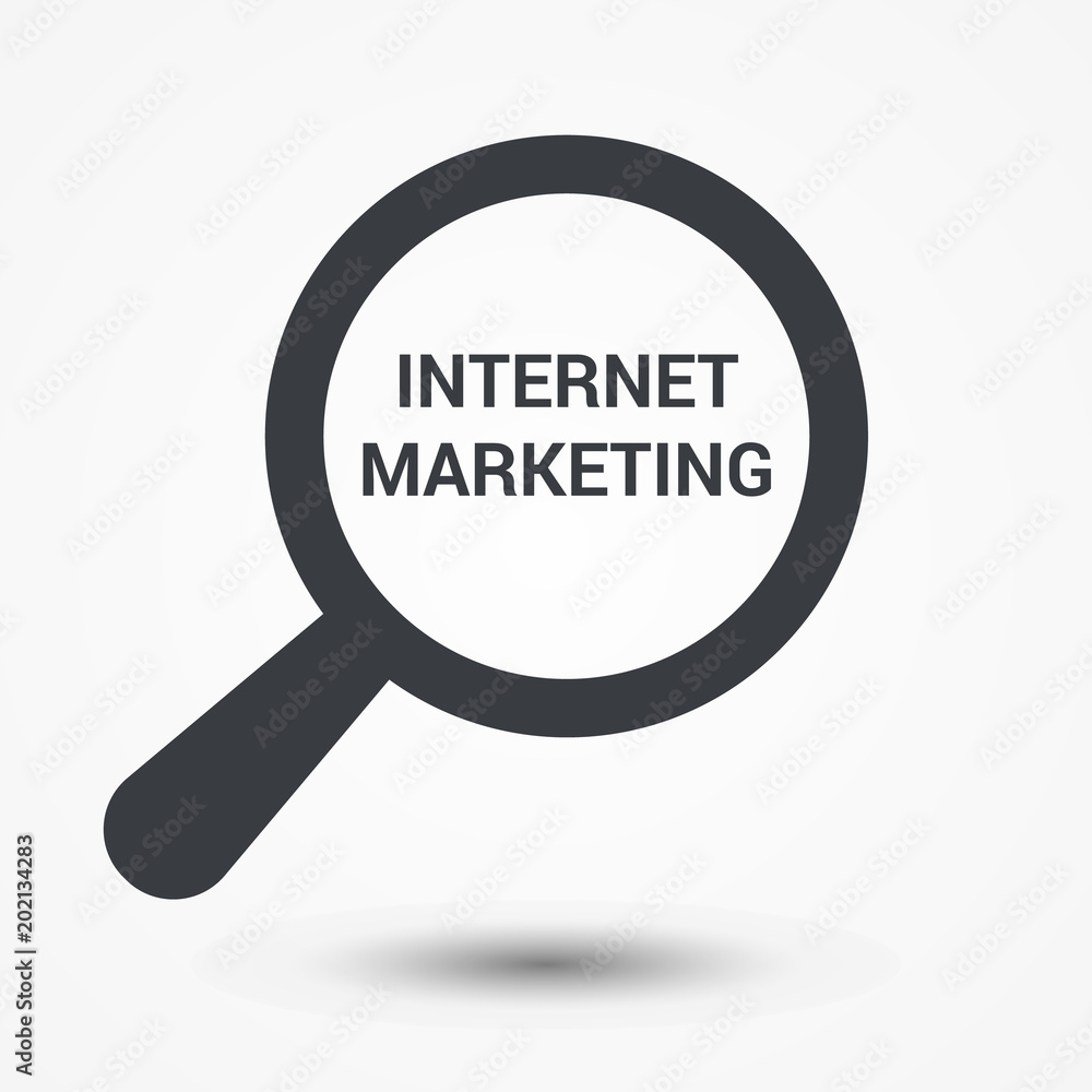 Advertising Concept: Magnifying Optical Glass With Words Internet Marketing Advertising Concept: Magnifying Optical Glass With Words Internet Marketing