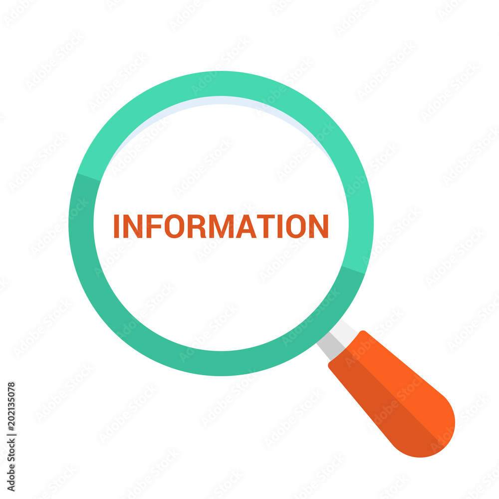 Information Concept: Magnifying Optical Glass With Words Information Information Concept: Magnifying Optical Glass With Words Information