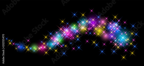 Glowing wave line with sparkle stars photo