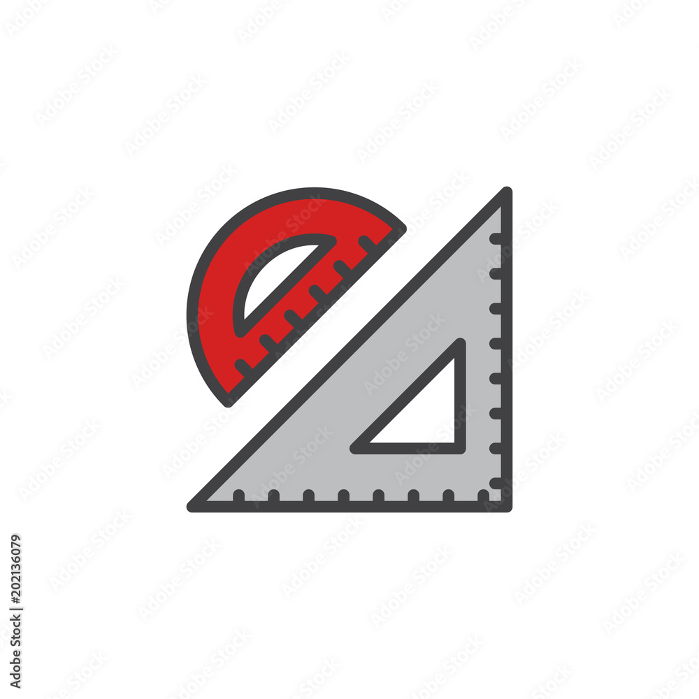 Triangle ruler and protractor filled outline icon, line vector sign, linear bicolor pictogram isolated on white. Geometry tool symbol, logo illustration. Pixel perfect vector graphics Triangle ruler and protractor filled outline icon, line vector sign, linear bicolor pictogram isolated on white. Geometry tool symbol, logo illustration. Pixel perfect vector graphics