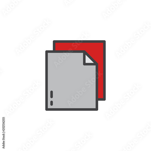 Document file filled outline icon, line vector sign, linear bicolor pictogram isolated on white. Paper symbol, logo illustration. Pixel perfect vector graphics