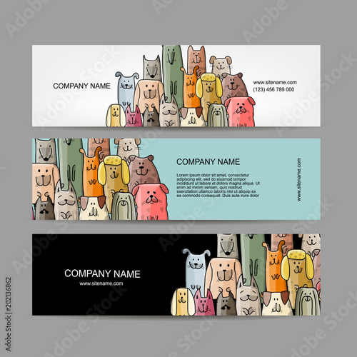 Banners design, funny dogs family