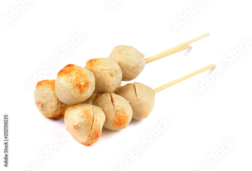 meat ball, fish ball, pork ball  on white background