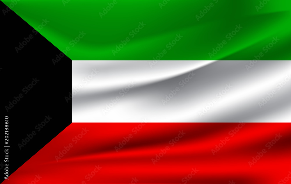 Naklejka premium 3D Waving Flag of Kuwait