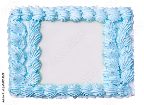 Cake in the form of a floral frame isolated on white