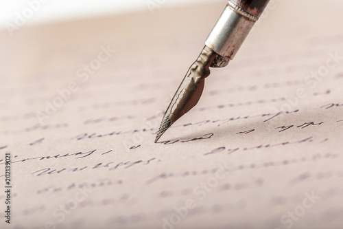 Fountain pen on an antique ...