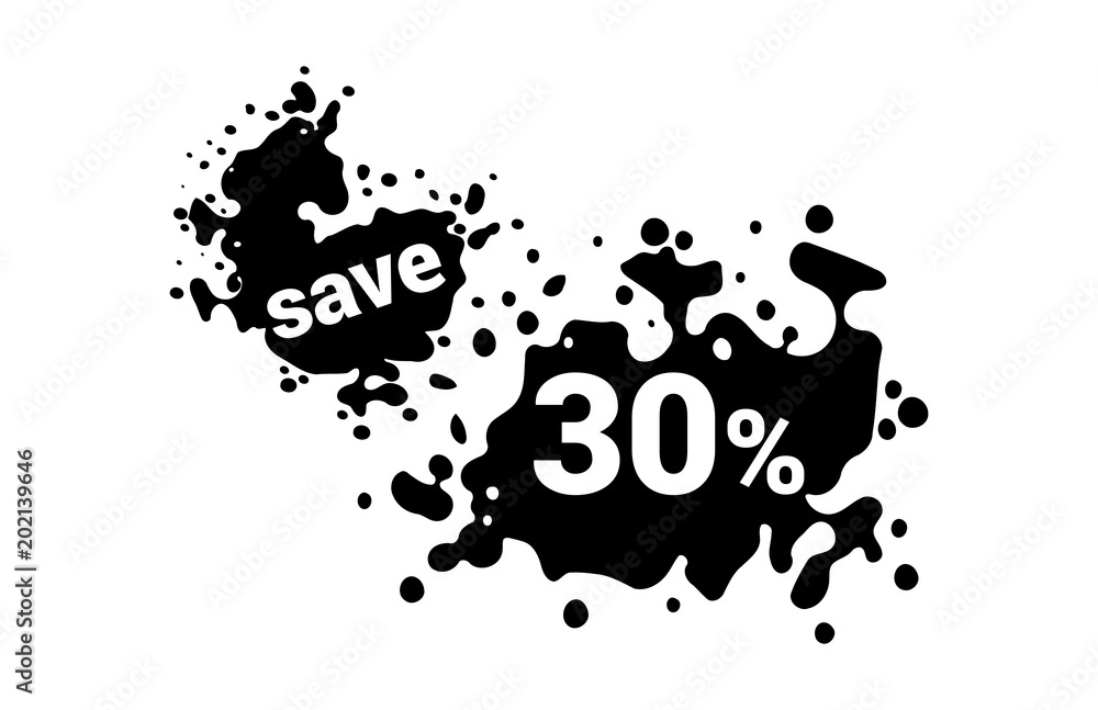 30 Percent Discount Black Friday Ink Spot Design Tag 