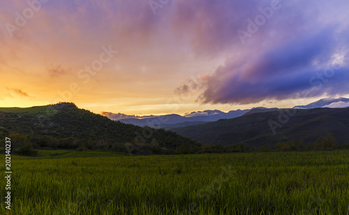 Spring sunset in the mountains © alexmu