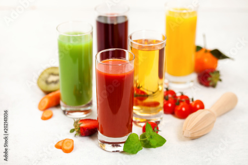 Various vegetable and fruit juice