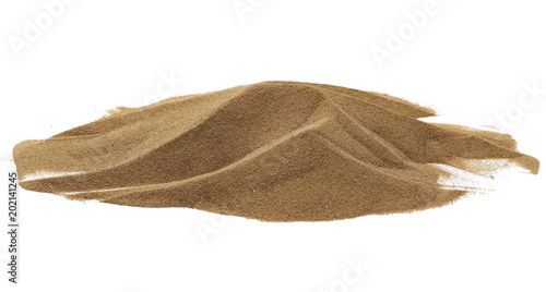 Desert sand pile isolated on white background and texture