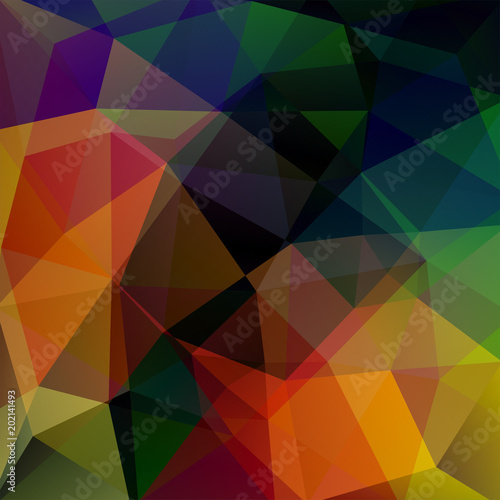 Polygonal vector background. Can be used in cover design, book design, website background. Vector illustration. Black, brown, red, green, yellow, beige colors.