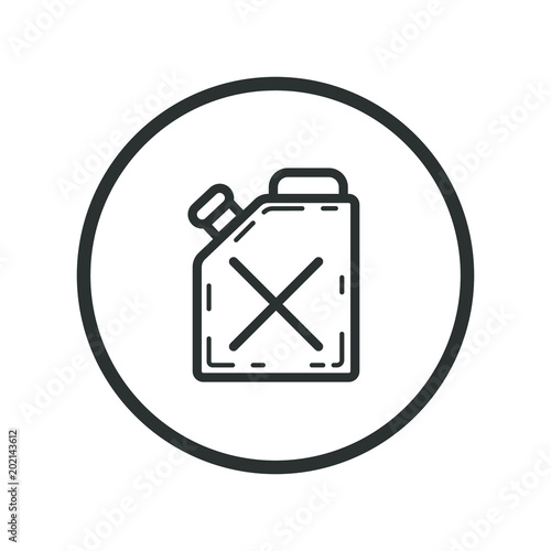 Black and white gas canister icon in the round frame