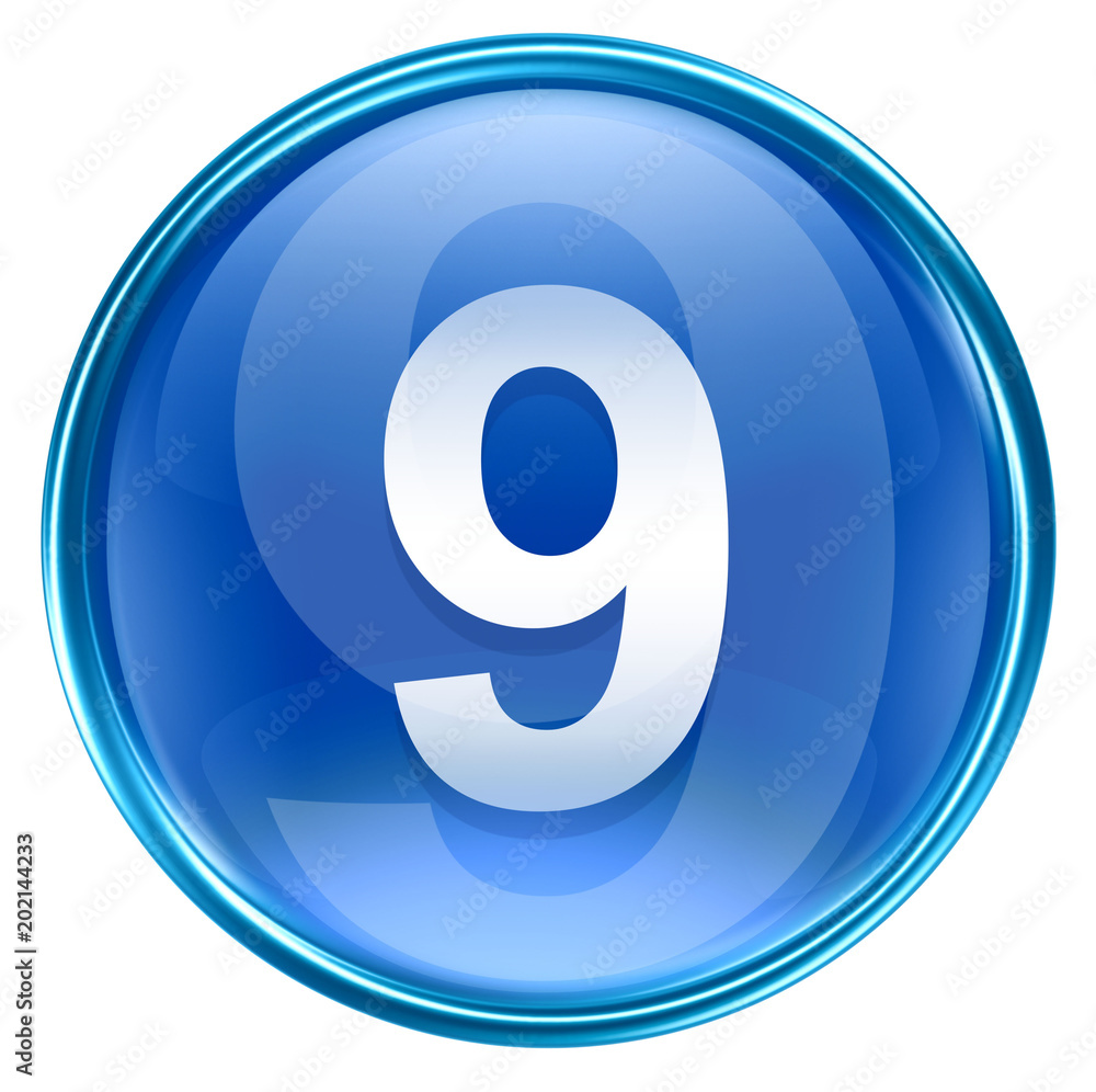 number nine icon blue, isolated on white background. number nine icon blue, isolated on white background.