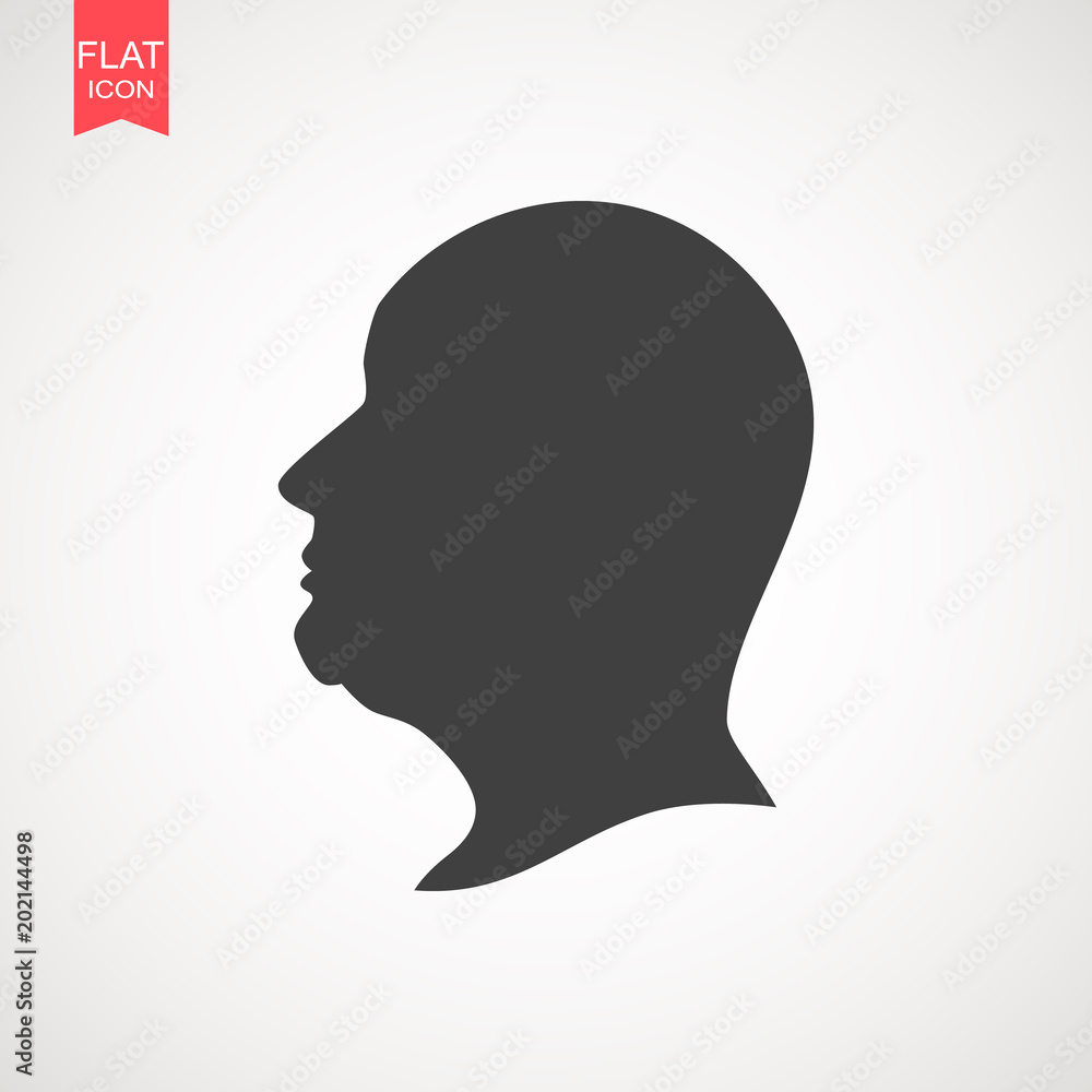 Human head silhouette. It can be used as part of various graphic compositions, or in itself.